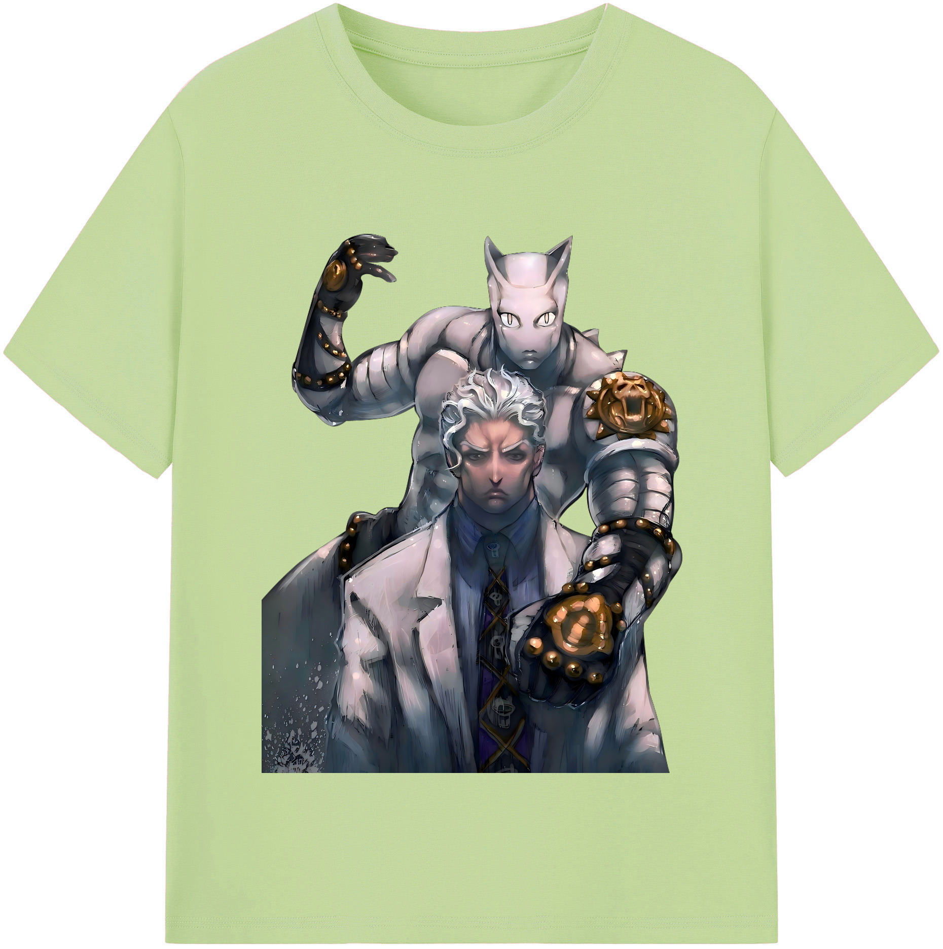 （画像用） ジョジョの奇妙な冒険 きら よしかげ JoJo's Bizarre Adventure Kira Yoshikage 綿100％半袖Tシャツ（フロントプリント）